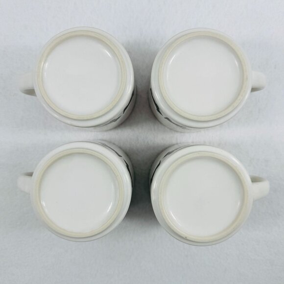 Ceramic Mugs Black Scottish Terrier Dog Pattern & Red Stripe Set of 4 - Picture 8 of 8